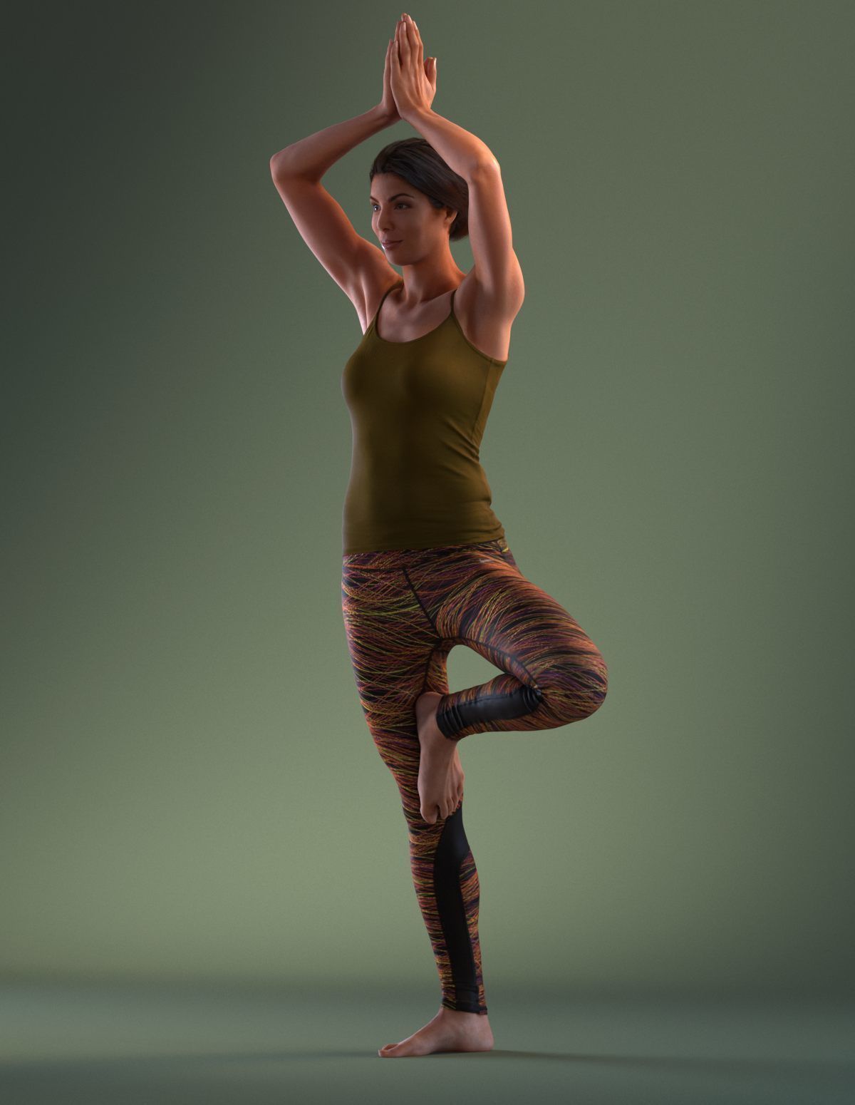 Pre posed south American female 3D model in sports attire doing  3D model_9