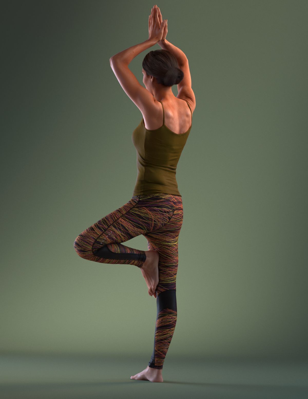 Pre posed south American female 3D model in sports attire doing  3D model_8