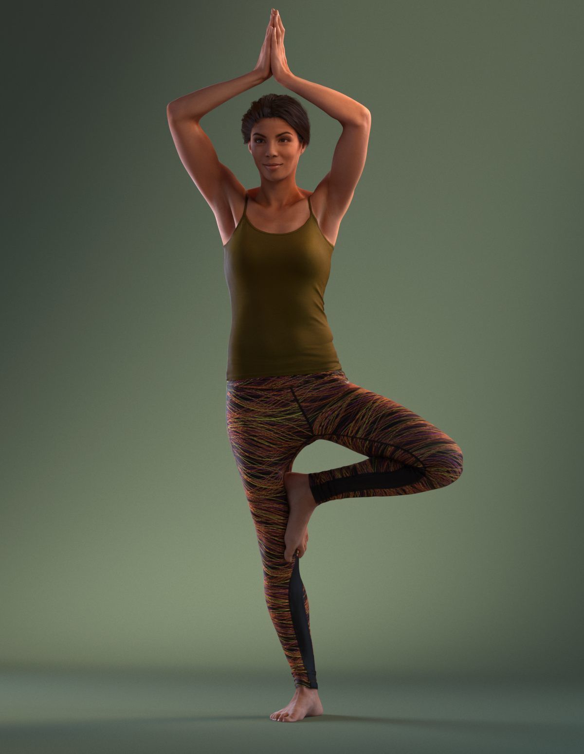 Pre posed south American female 3D model in sports attire doing  3D model_12