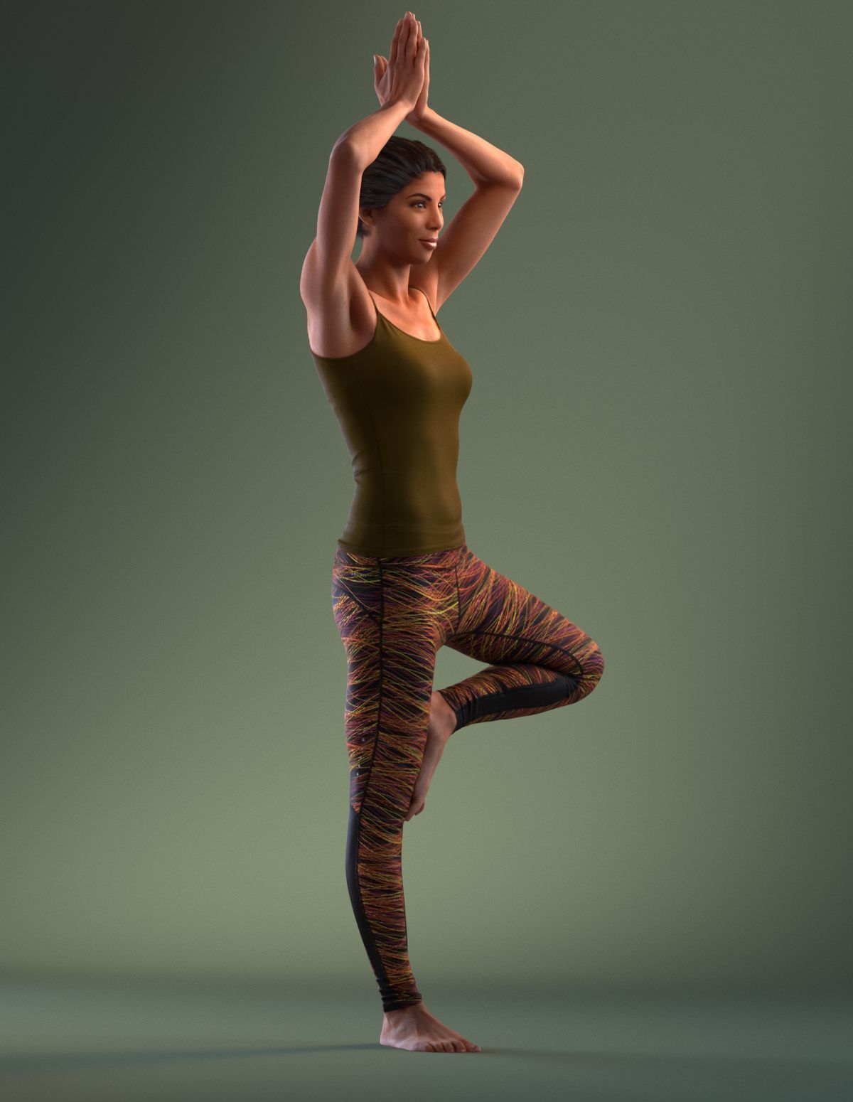 Pre posed south American female 3D model in sports attire doing  3D model_5