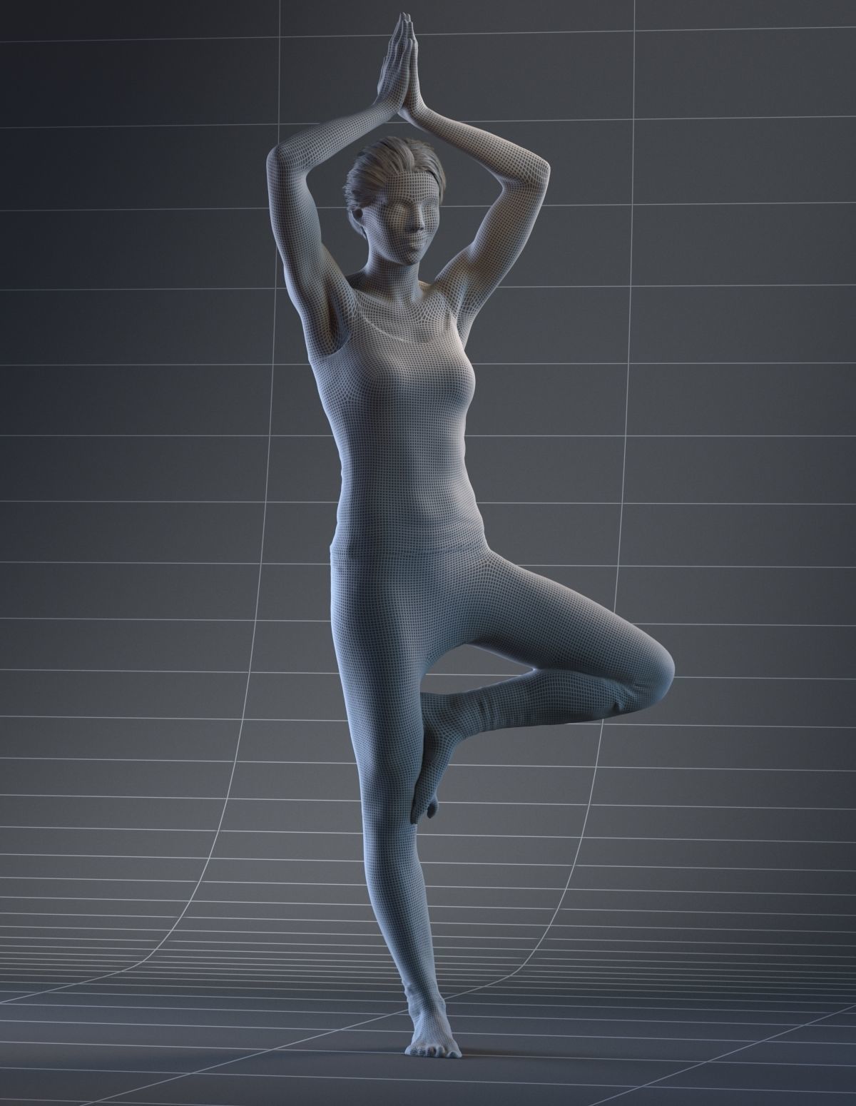 Pre posed south American female 3D model in sports attire doing  3D model_2