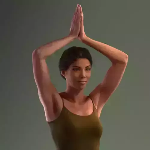 Pre posed south American female 3D model in sports attire doing  3D model