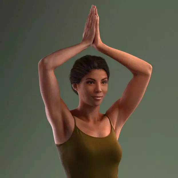 Pre posed south American female 3D model in sports attire doing  3D model_0