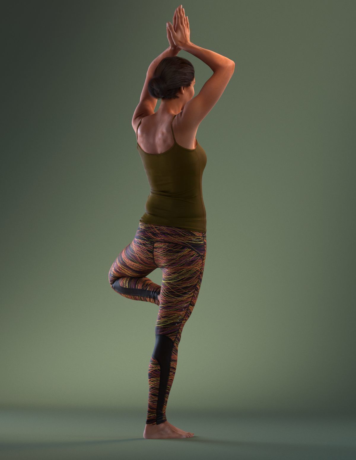 Pre posed south American female 3D model in sports attire doing  3D model_6