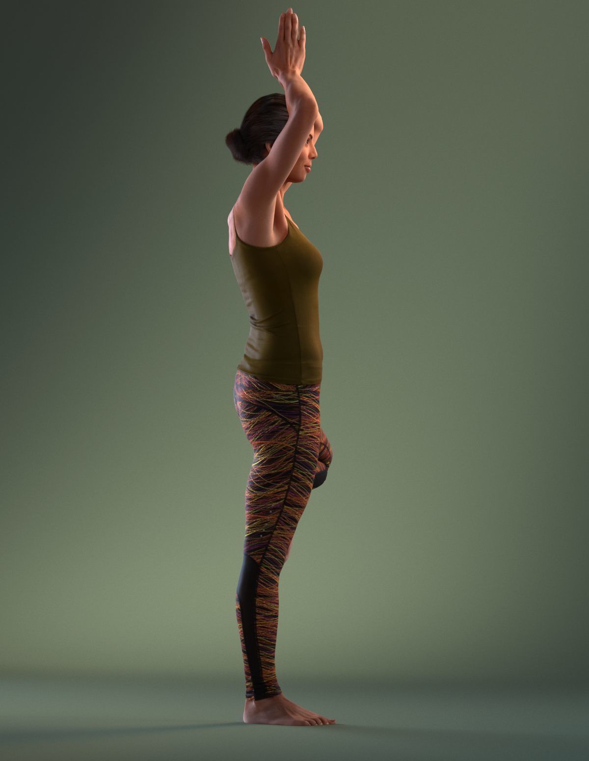 Pre posed south American female 3D model in sports attire doing  3D model_4