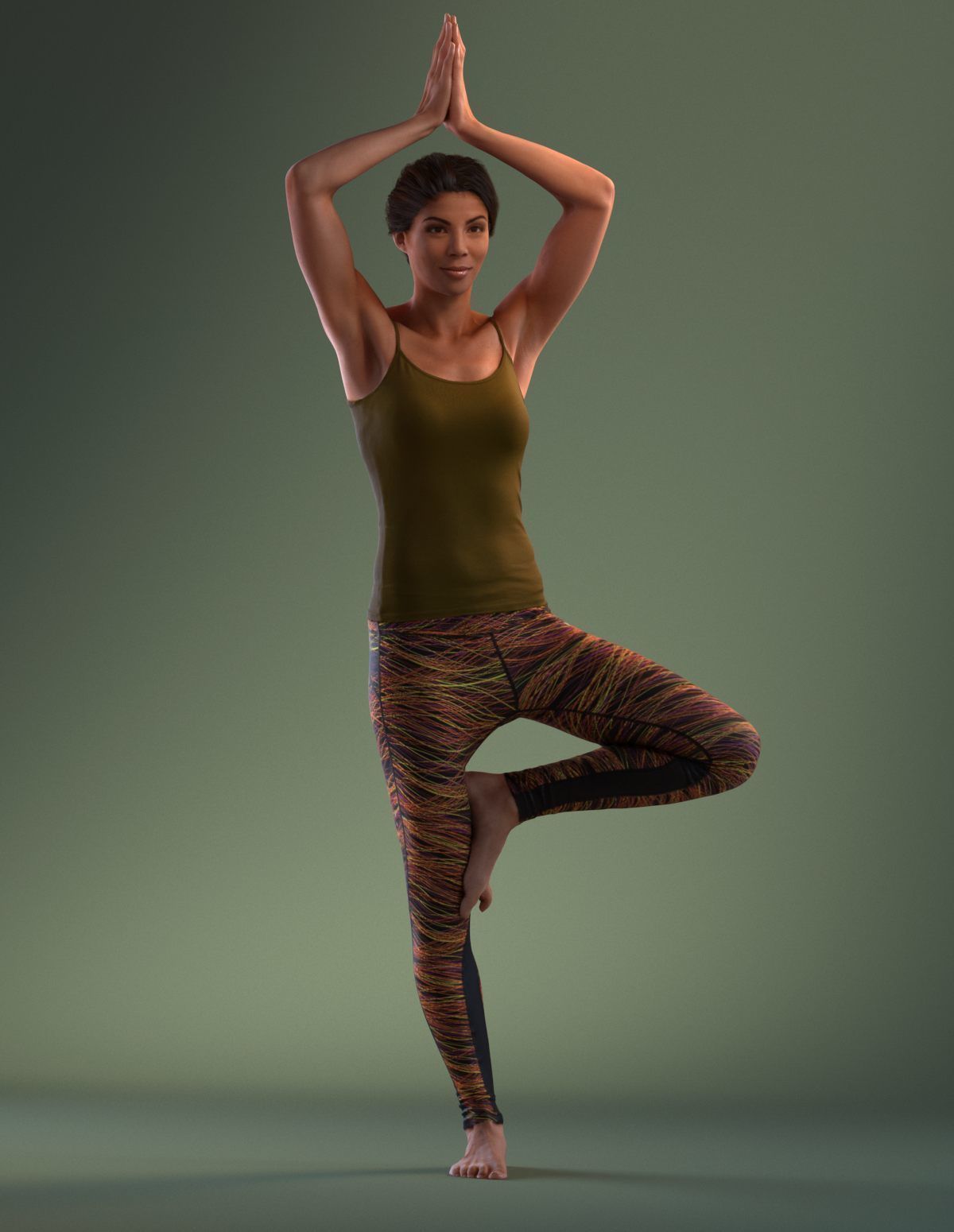 Pre posed south American female 3D model in sports attire doing  3D model_11