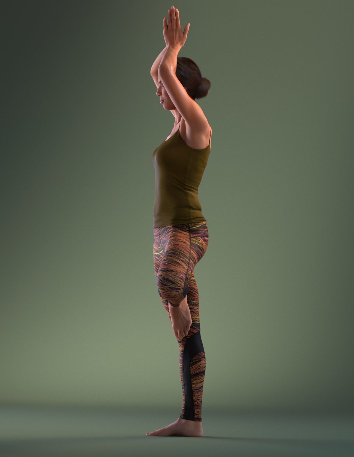 Pre posed south American female 3D model in sports attire doing  3D model_10