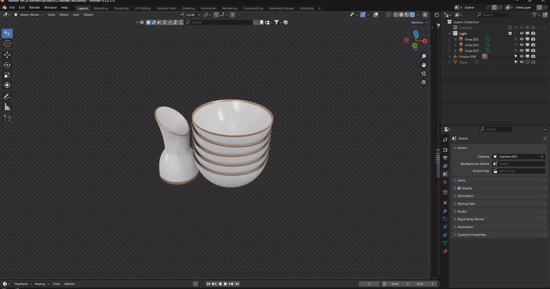Bowl set 3D model_4