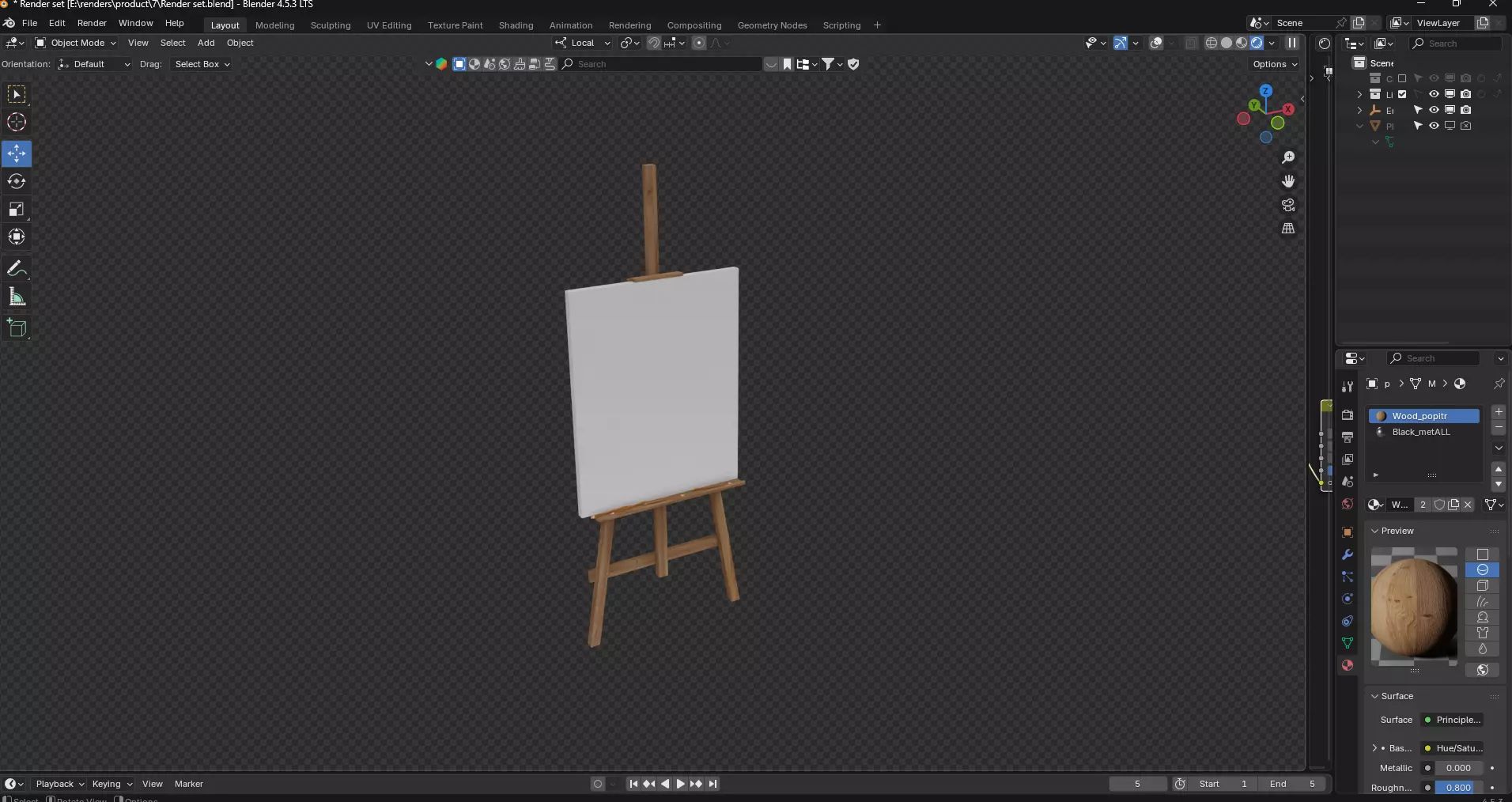 Easel with Canvas 3D model_6