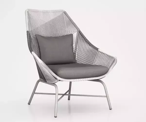 Huron Large Lounge Chair and Cushion on Gray by West Elm 3D model