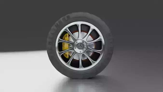 Realistic Car Wheel with Brake System