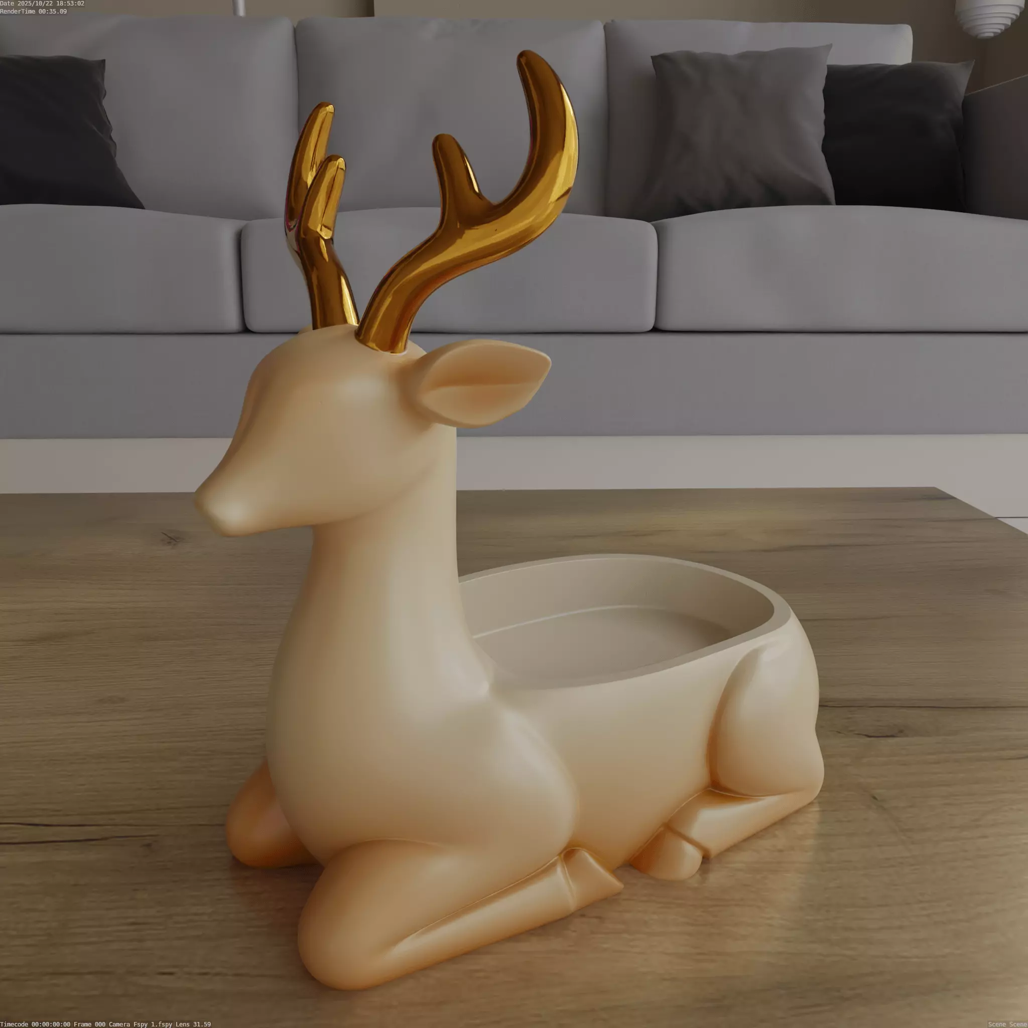 Elegant Deer STL Candy Bowl Organizer Planter 3D print model_1