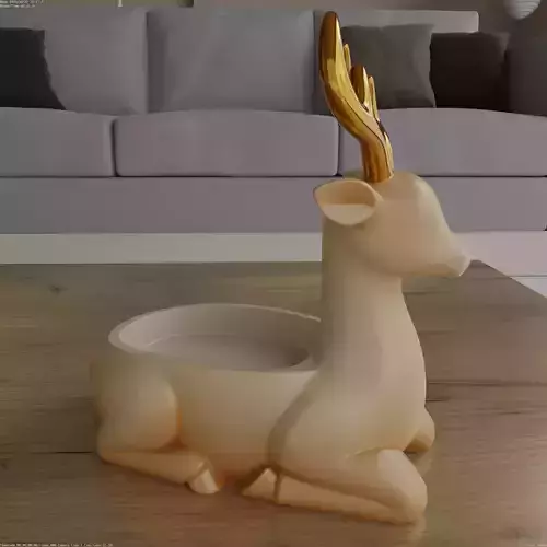 Elegant Deer STL Candy Bowl Organizer Planter 3D print model