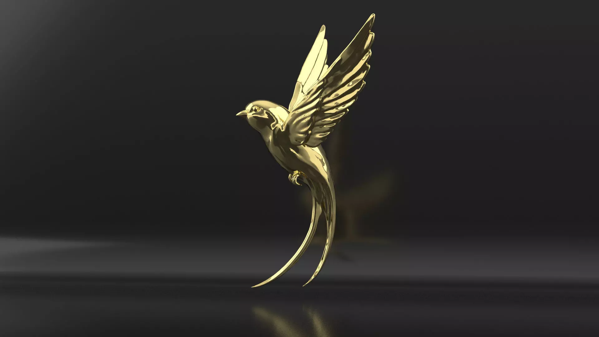 Golden Bird Pendant 3D print model_0
