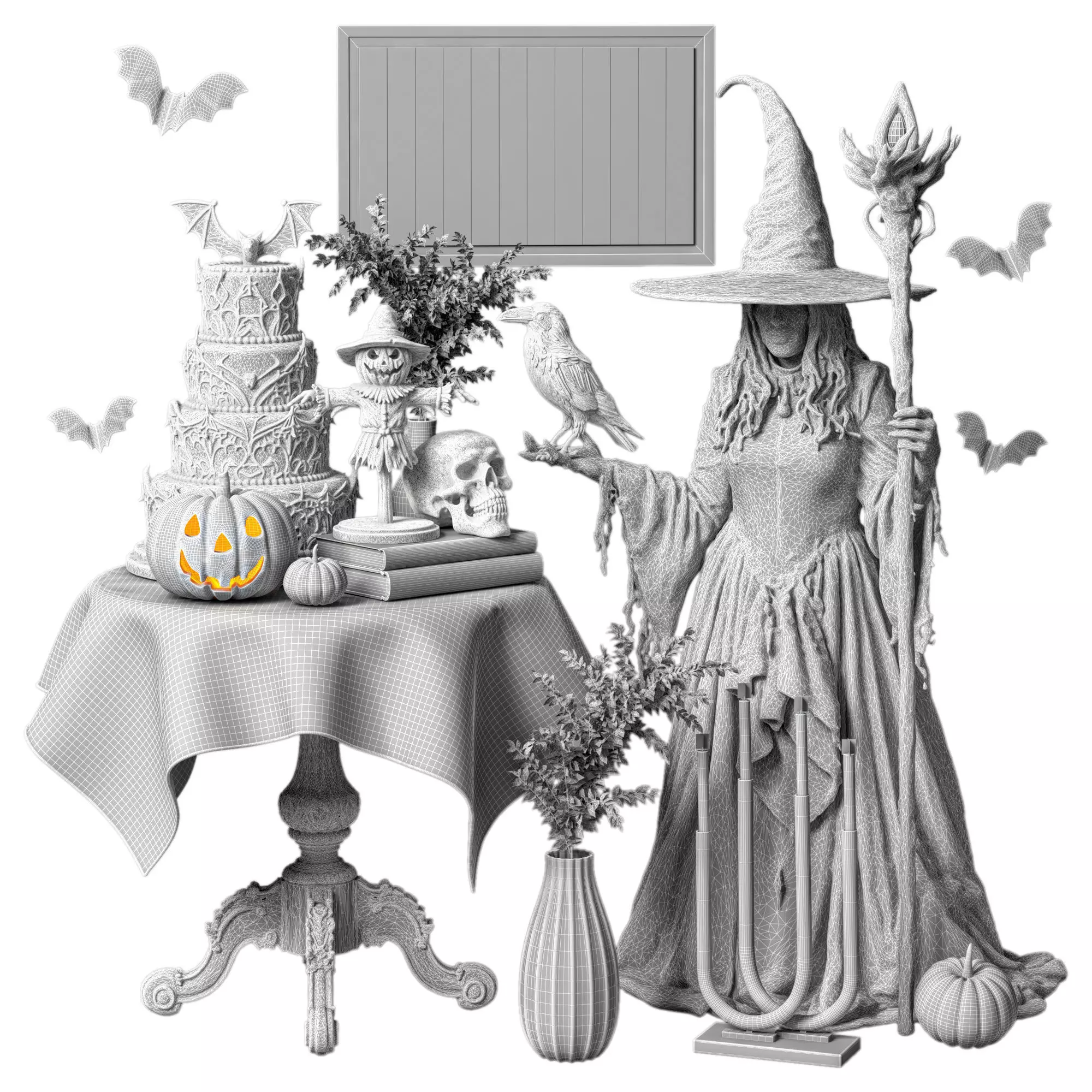 Decoration set for Halloween 03 3D model_4