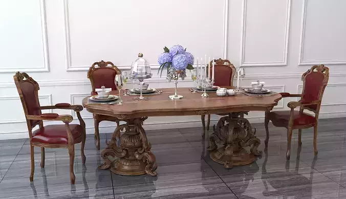 Classic European style Dining Table and Chairs