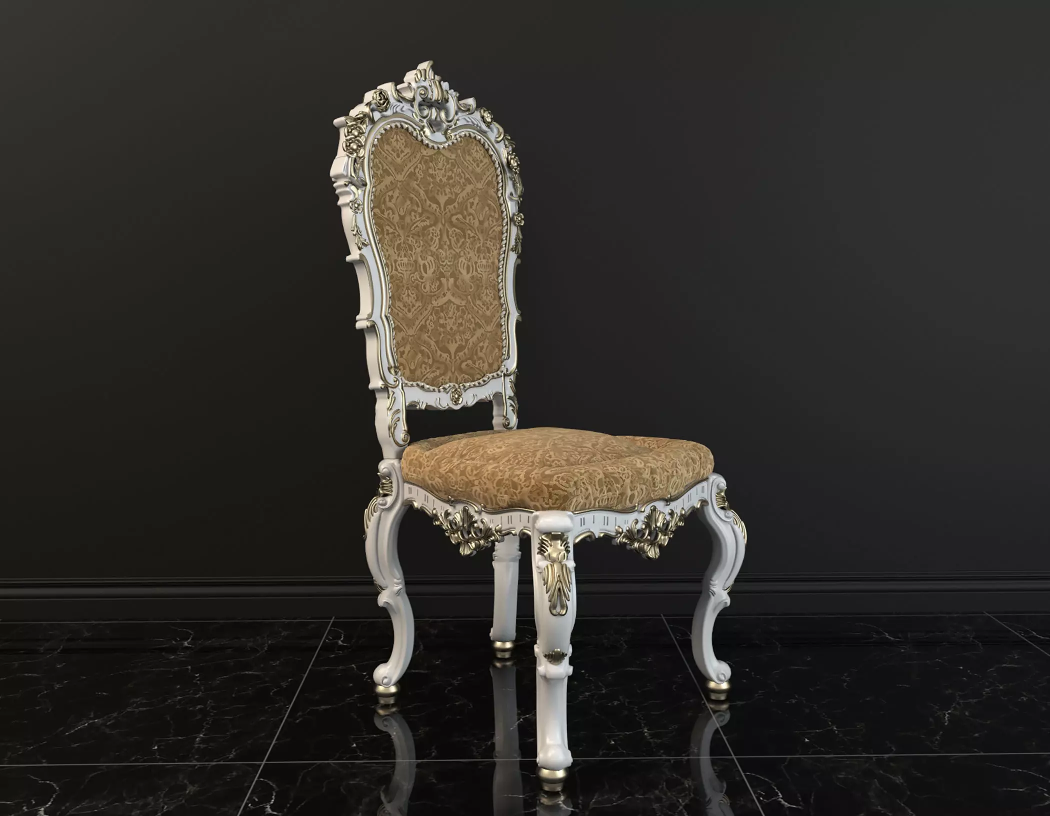 Classic European style Dining Table and Chairs 2 3D model_7