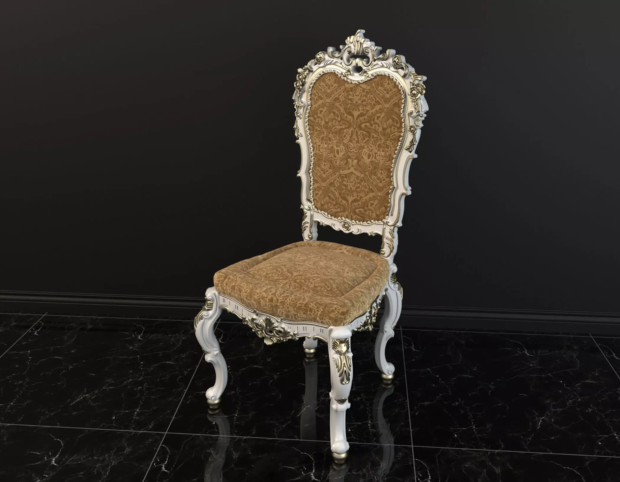 Classic European style Dining Table and Chairs 2 3D model_6