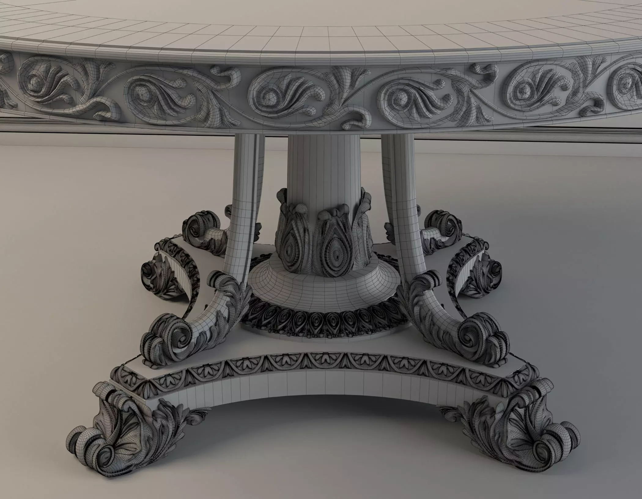 Classic European style Dining Table and Chairs 2 3D model_10