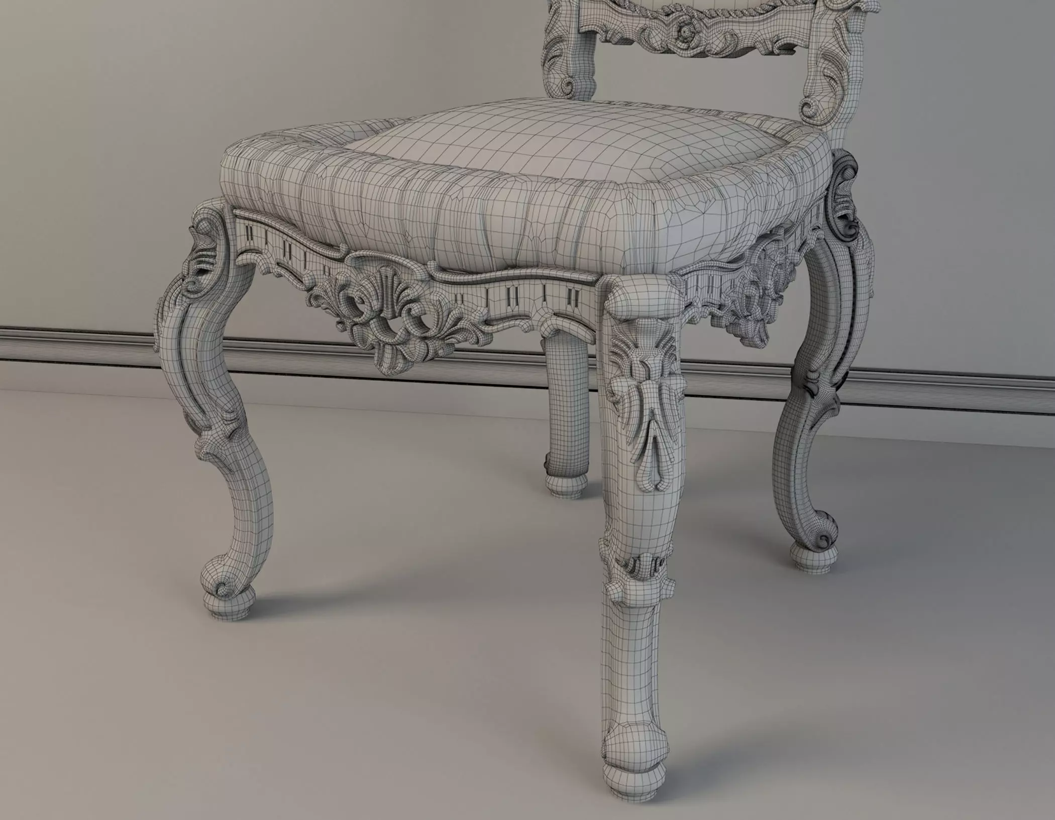 Classic European style Dining Table and Chairs 2 3D model_12