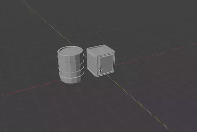 Low Poly Barrel and  Box  Low-poly 3D model
