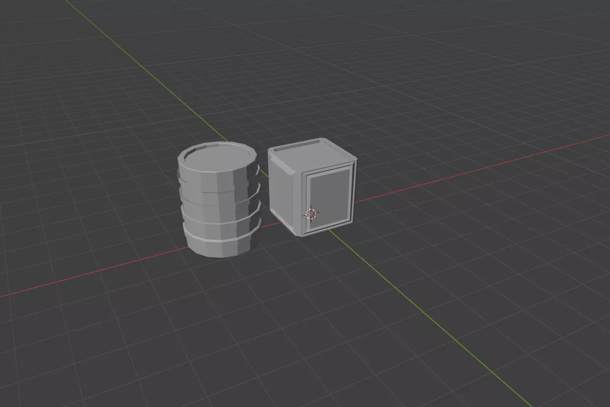 Low Poly Barrel and  Box  Low-poly 3D model_0
