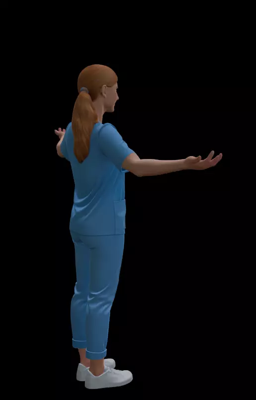 Female Nurse T Pose 3D model_3