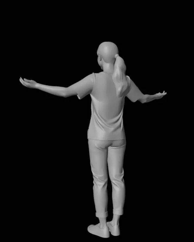 Female Nurse T Pose 3D model_7