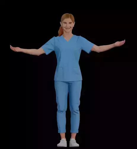 Female Nurse T Pose 3D model Female Nurse T Pose 3D model