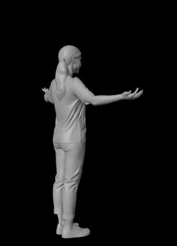 Female Nurse T Pose 3D model_8
