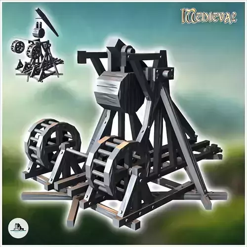Medieval trebuchet with wooden counterweight 1 - Medieval Gothic 3D print model
