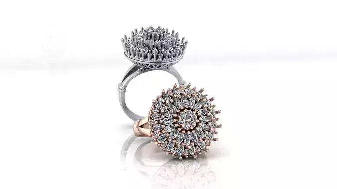 flower setting marquise halo jewelry ring
