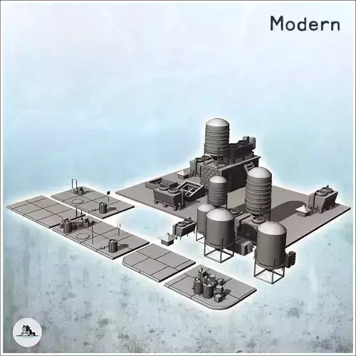 Modern city accessory set with modular sidewalks and roof equipm