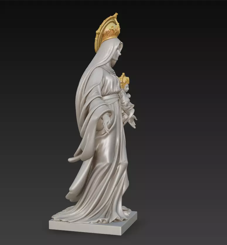 Sacred Heart Madonna - Classic Devotional Statue 3D Model 3D print model_1