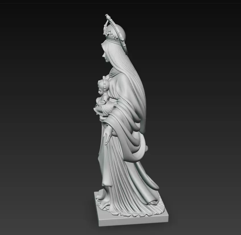 Sacred Heart Madonna - Classic Devotional Statue 3D Model 3D print model_9
