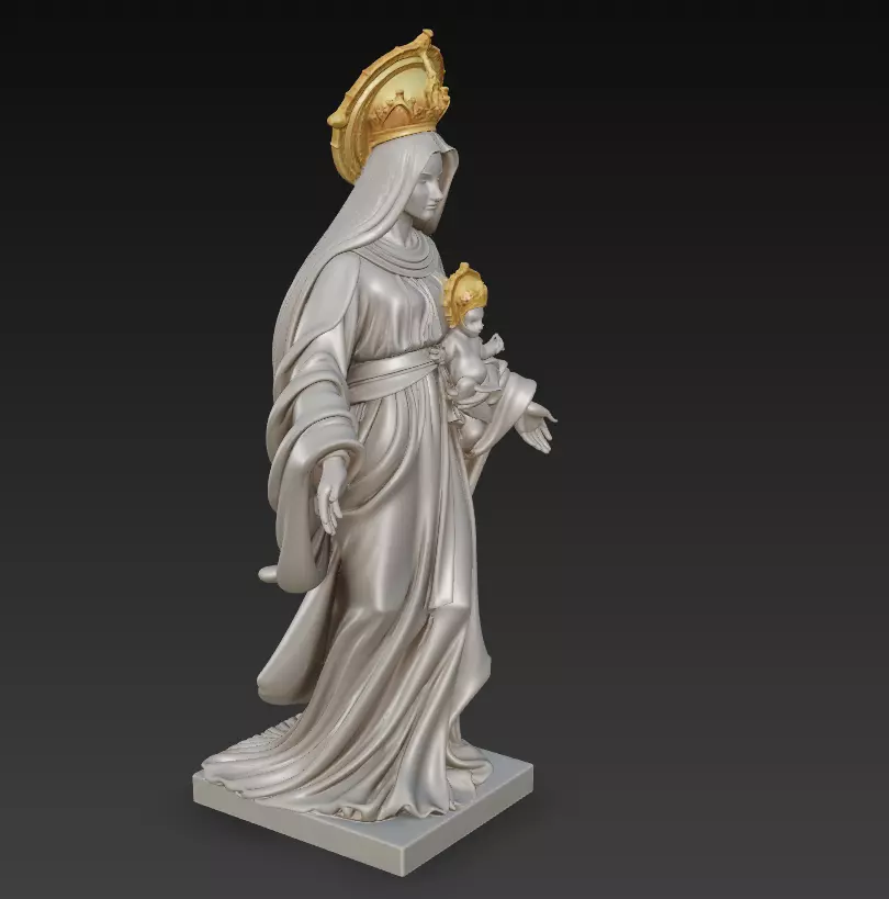 Sacred Heart Madonna - Classic Devotional Statue 3D Model 3D print model_3