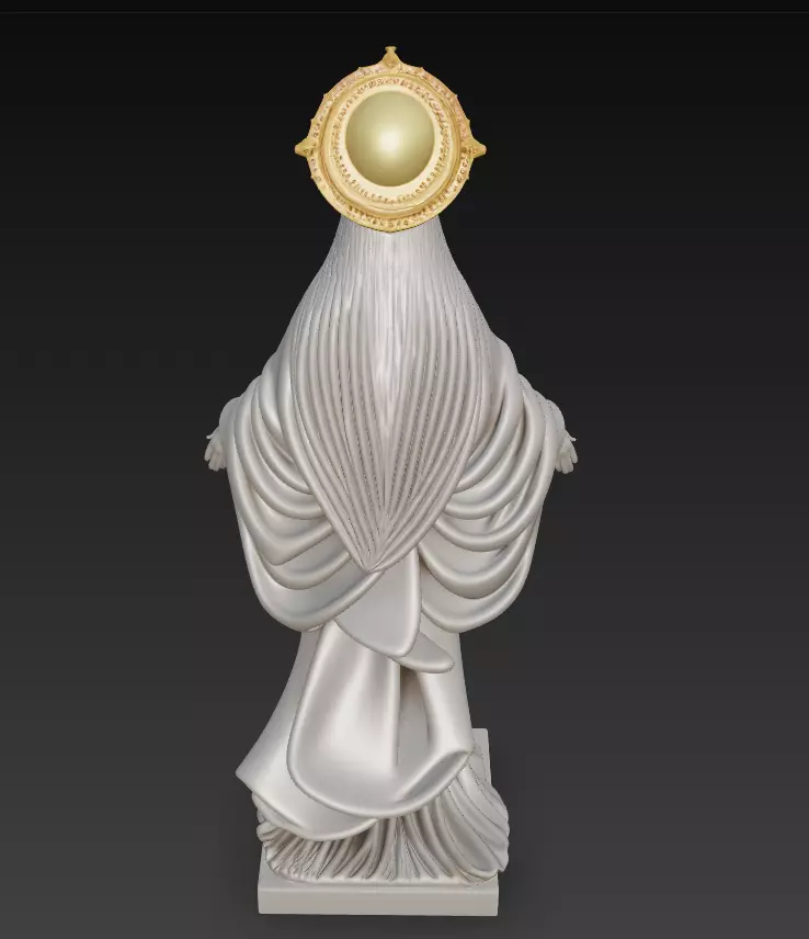 Sacred Heart Madonna - Classic Devotional Statue 3D Model 3D print model_5