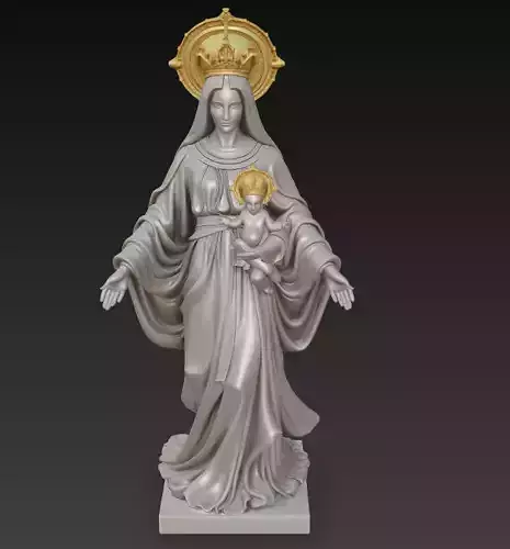 Sacred Heart Madonna - Classic Devotional Statue 3D Model