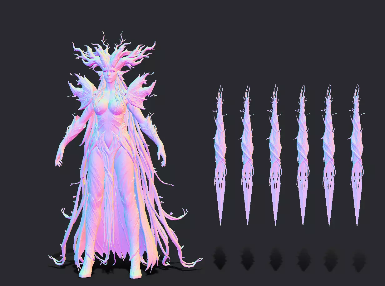 Tree elf female assassin Low-poly 3D model_24