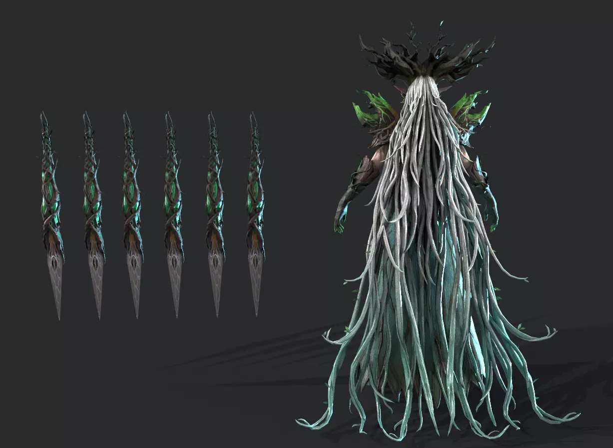 Tree elf female assassin Low-poly 3D model_4