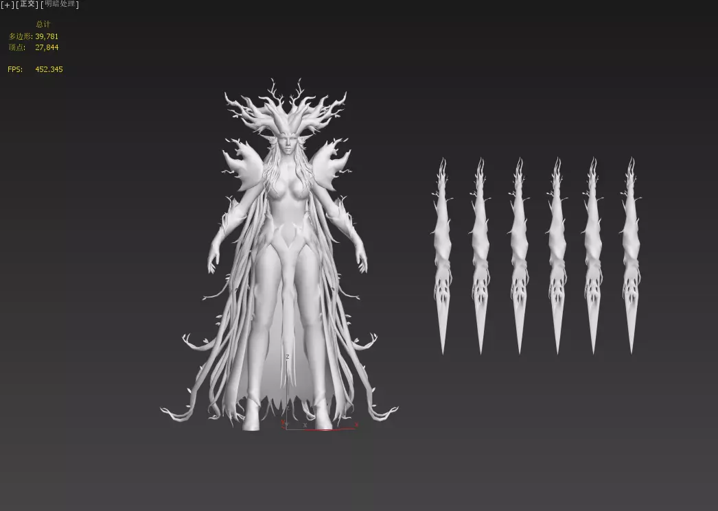 Tree elf female assassin Low-poly 3D model_28