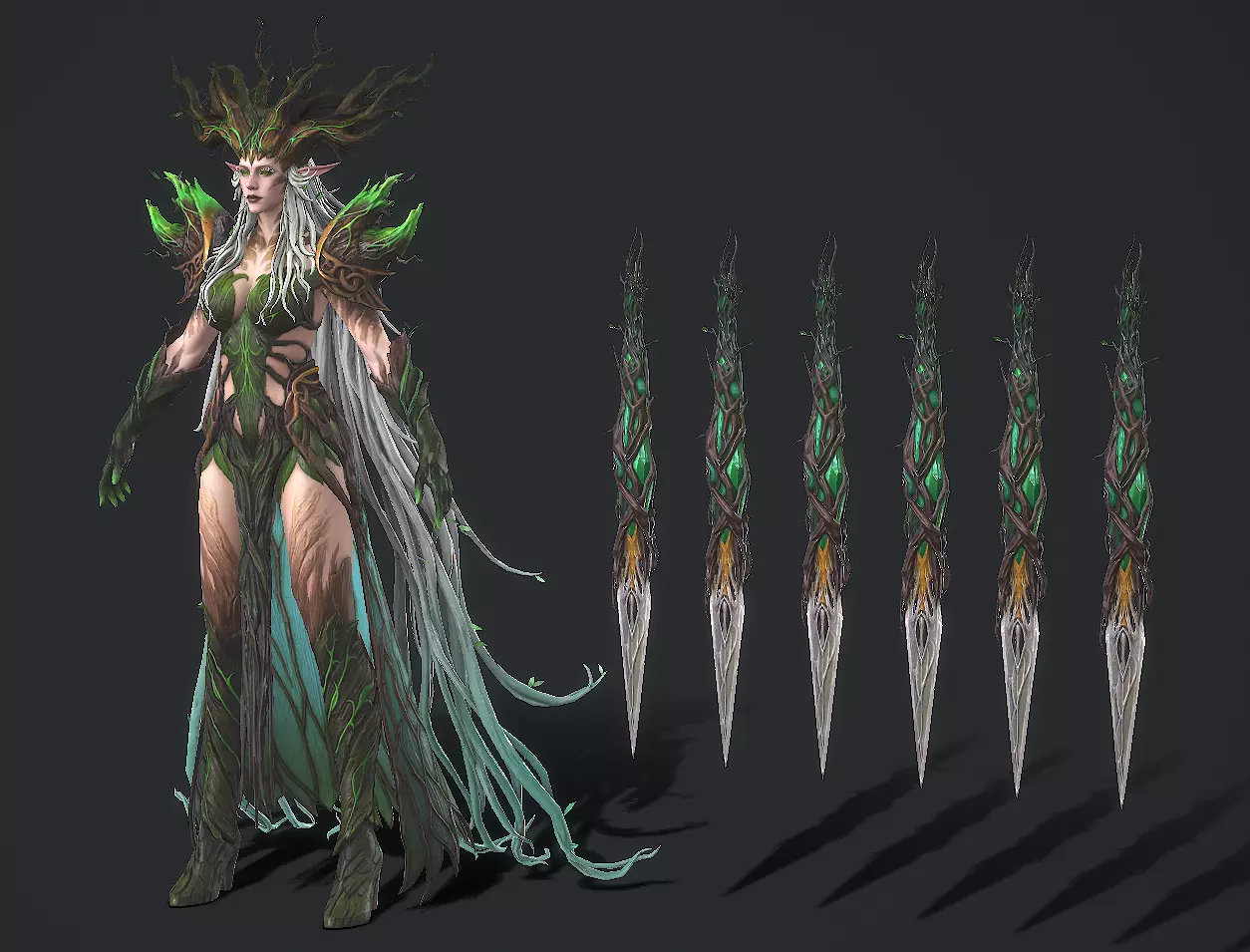 Tree elf female assassin Low-poly 3D model_15