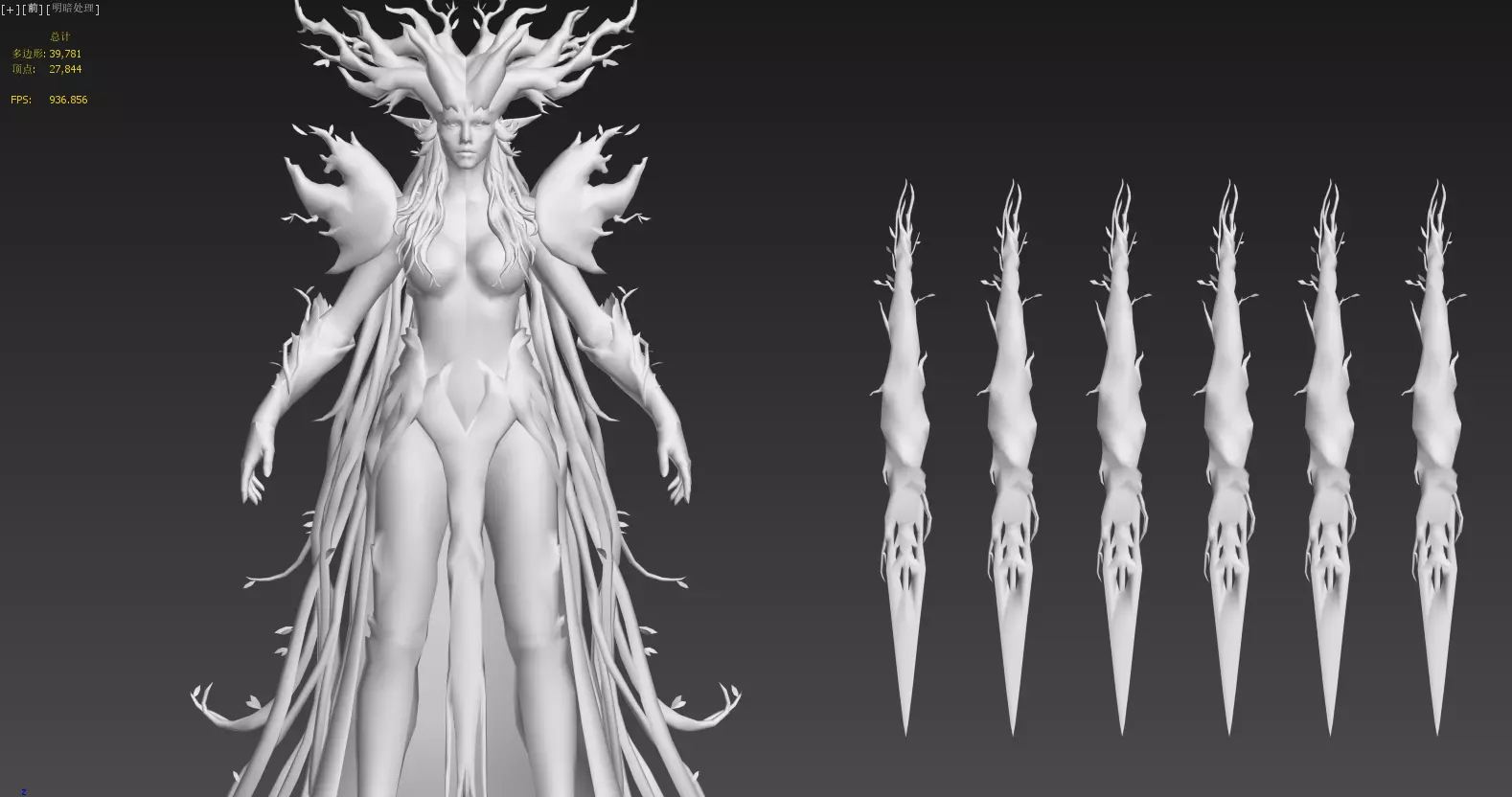 Tree elf female assassin Low-poly 3D model_30