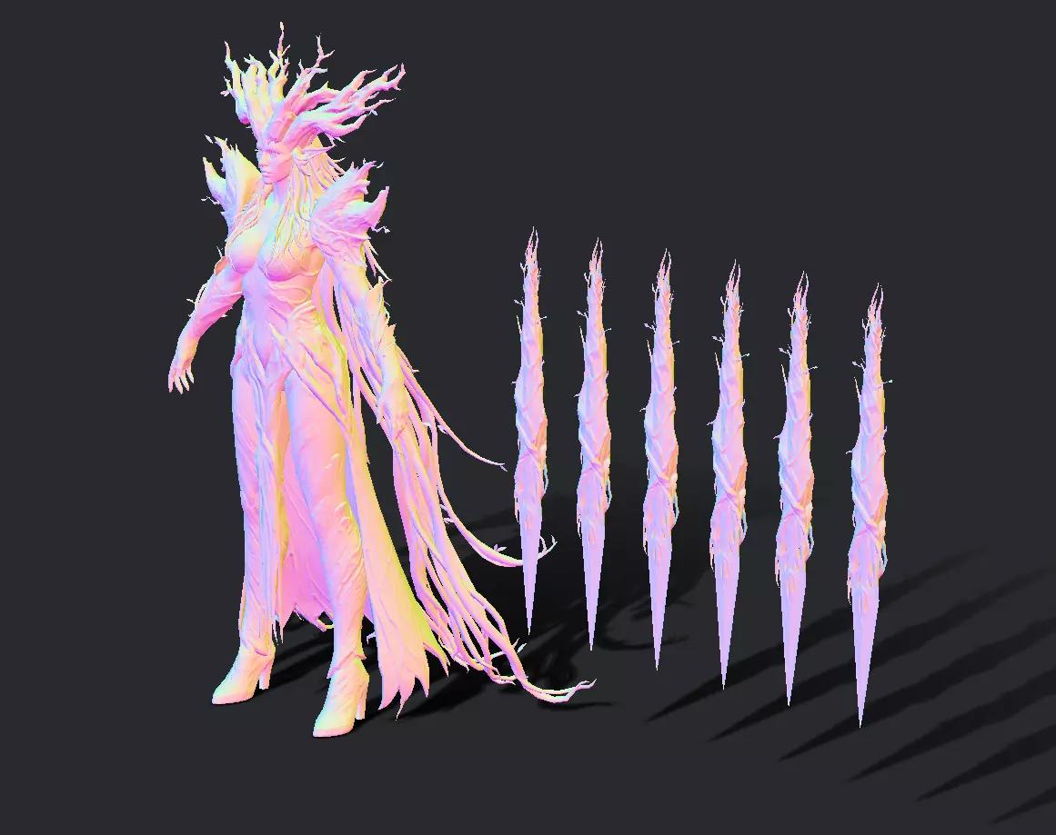 Tree elf female assassin Low-poly 3D model_26