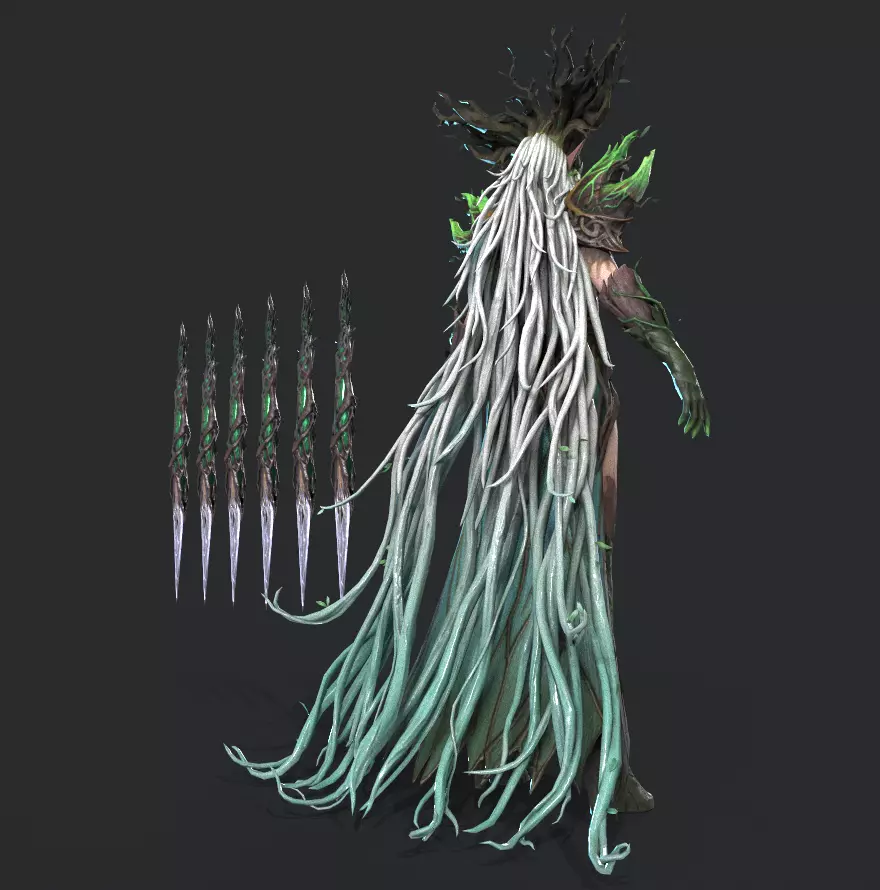 Tree elf female assassin Low-poly 3D model_6