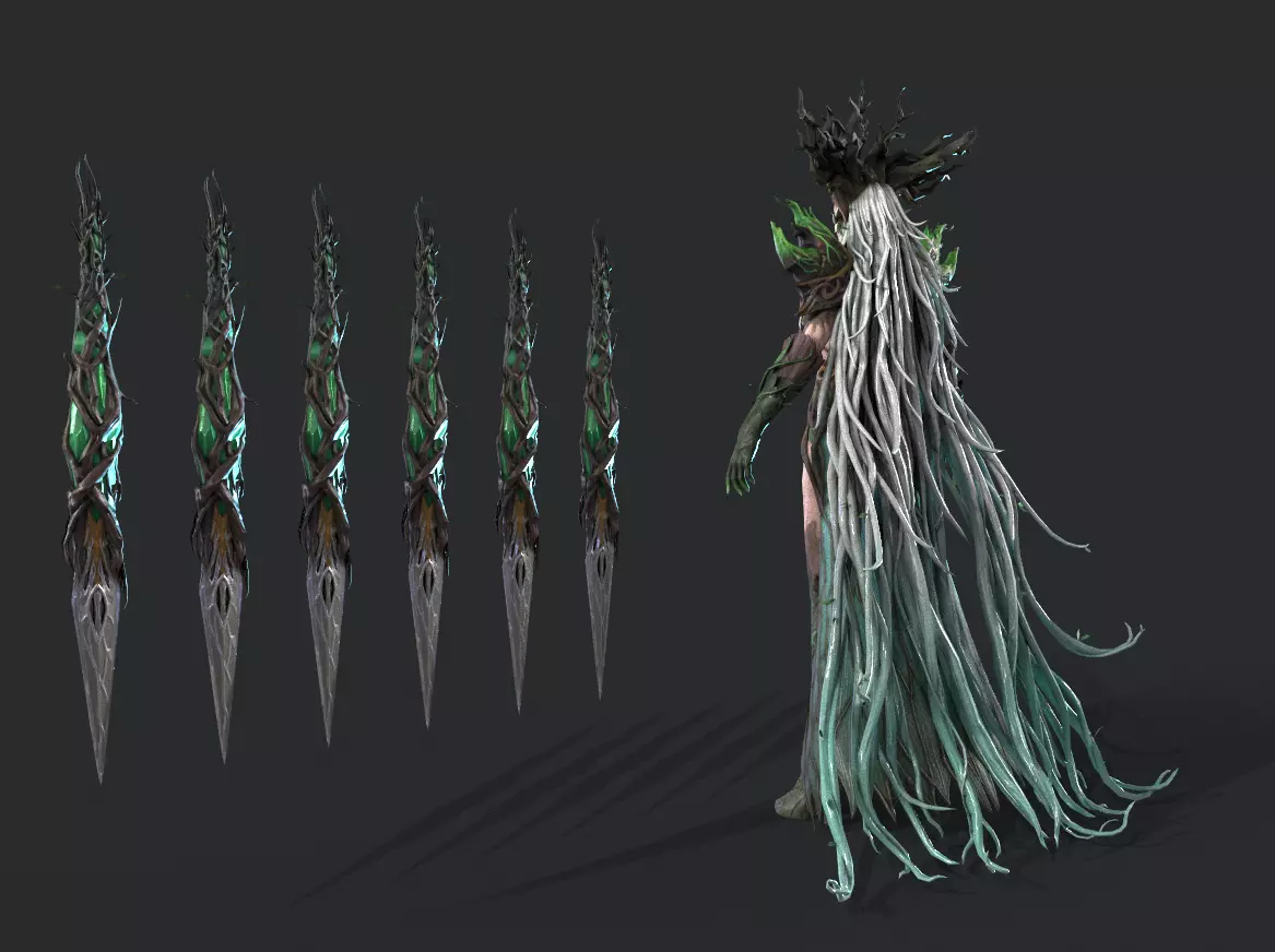 Tree elf female assassin Low-poly 3D model_5