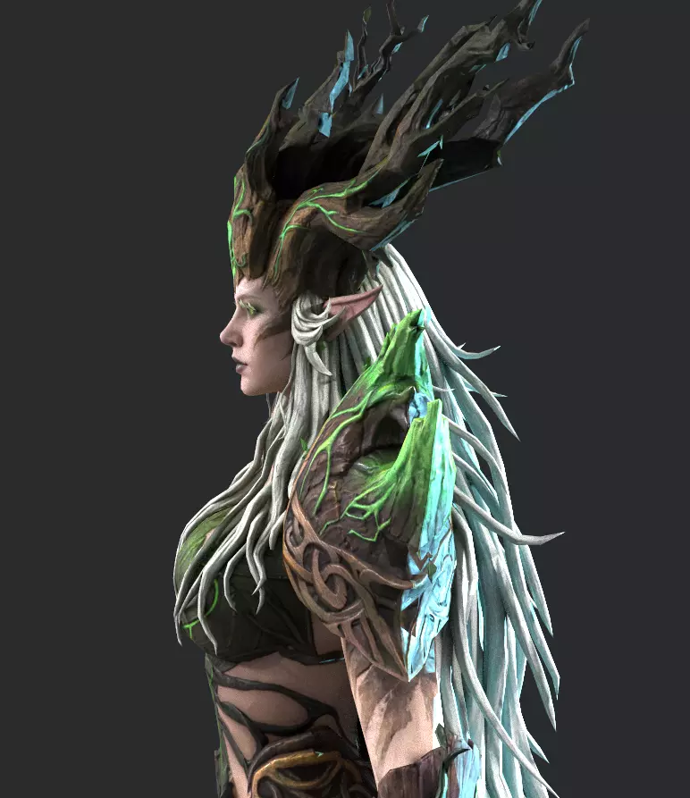 Tree elf female assassin Low-poly 3D model_13