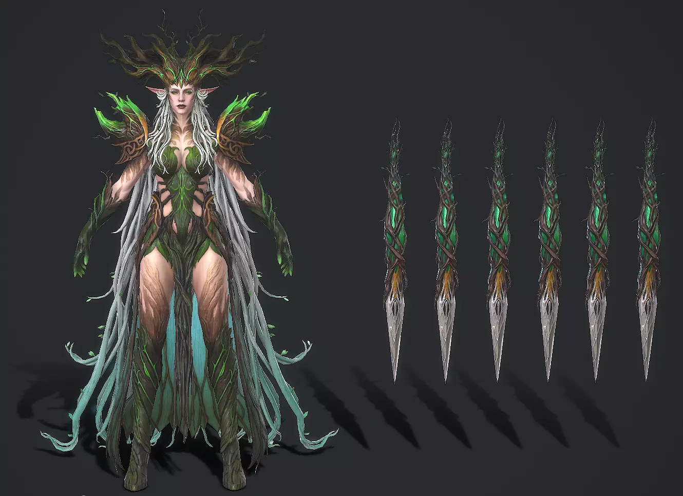 Tree elf female assassin Low-poly 3D model_14