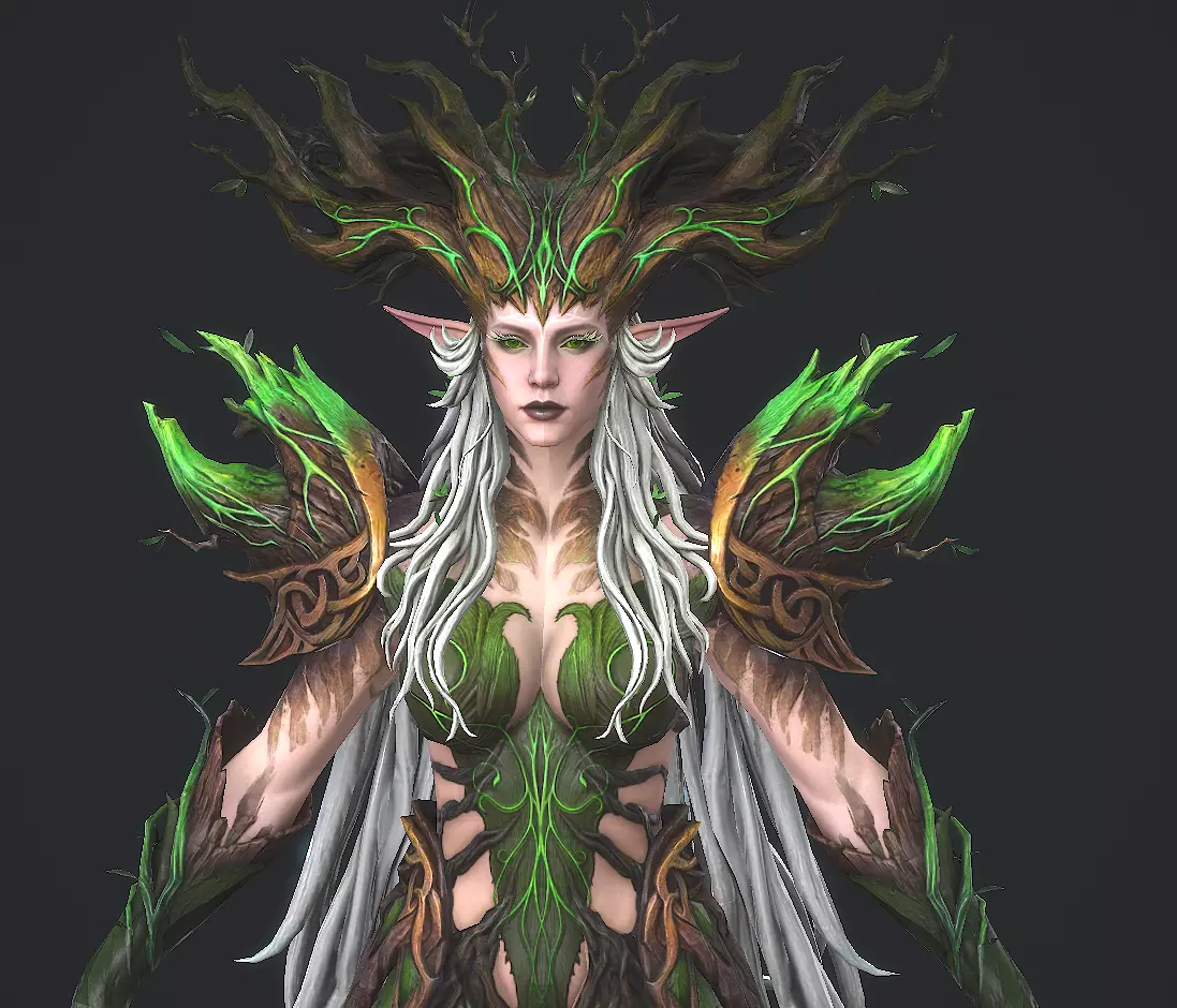 Tree elf female assassin Low-poly 3D model_19