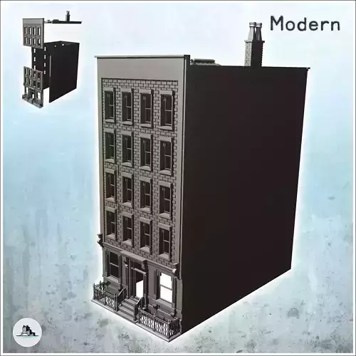 Modern four-storey building with chimney 3 - Modern WW2 WW1 Worl